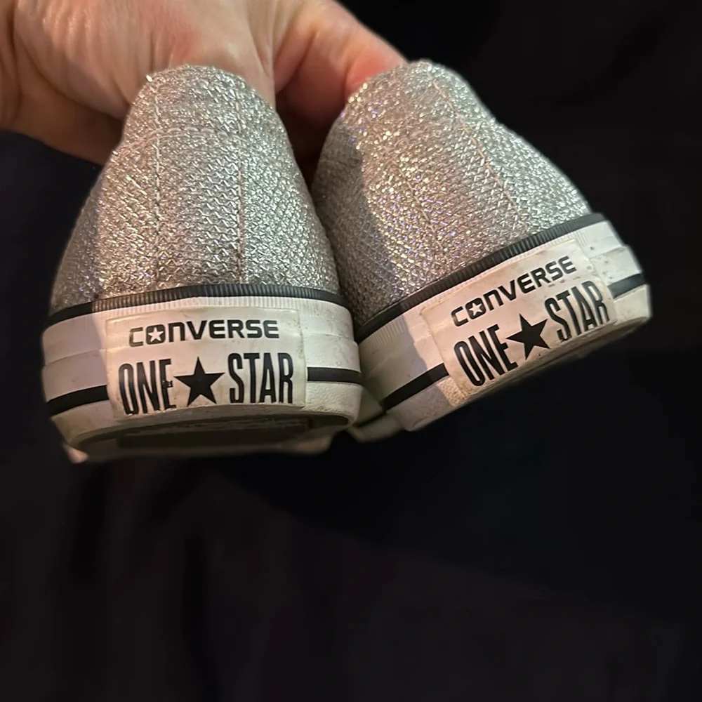 Converse Womens All Star Chuck Taylor Madison Low Size 9 Silver Sparkly Sneakers - Picture 8 of 10